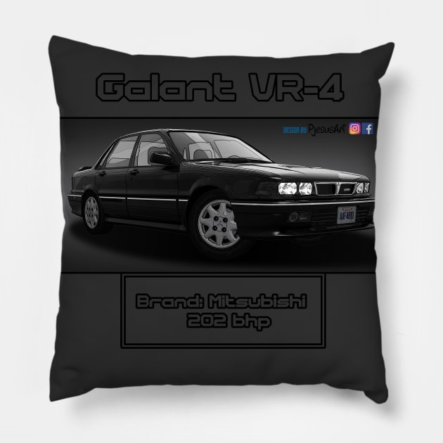 Mitsubishi Galant VR-4 Black Pillow by PjesusArt