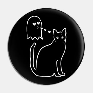 Ghost In Love With Cat | Halloween Pin