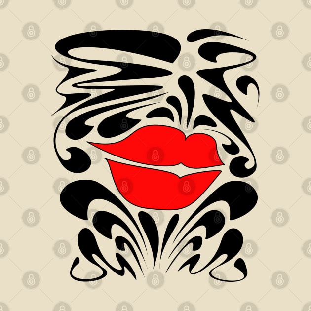 Red Decorative Funky lips by Elizza