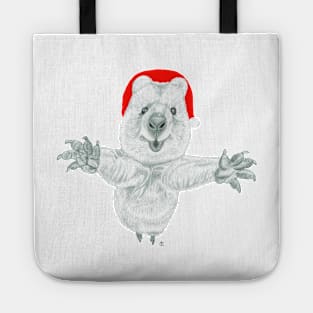 Jumping quokka with a Xmas Hat! Tote