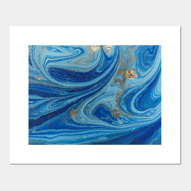 Navy Blue Watercolor Gold Art Blue Watercolor Affiche Et