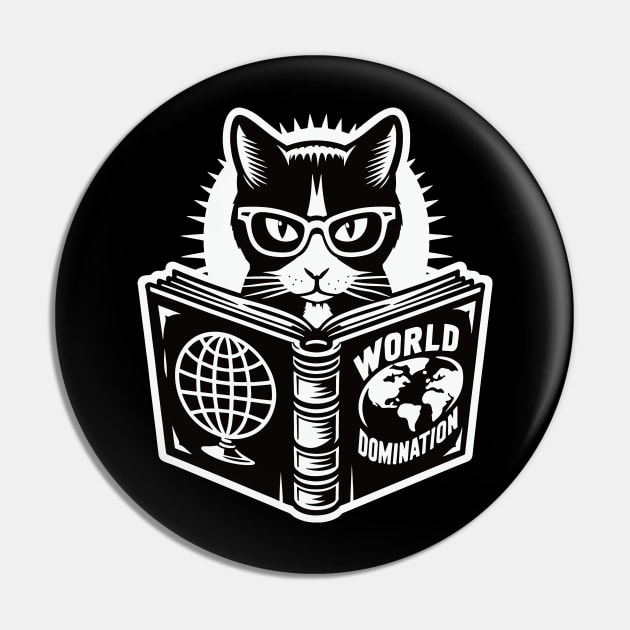 Clever Cat World Domination Plan Geeky Humor Pin by Graphic Duster