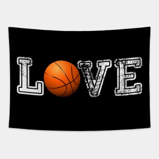 Basketball distressed ball t shirt cute dad mom love Tapestry