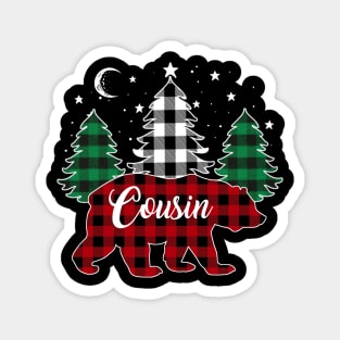 Cousin Bear Buffalo Red Plaid Matching Family Christmas Magnet