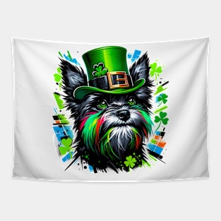 Colorful Affenpinscher Celebrates Saint Patrick's Day Tapestry