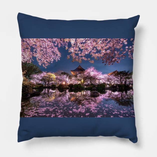 BLOSSOM FLOWERS THROW NIGHT SKY Pillow by HANART