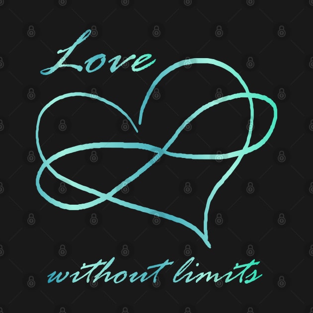 Love without Limits - Poly Pride aqua, teal infinity heart by Wanderer Bat