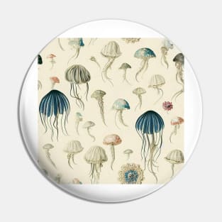 Antique Vintage Jellyfish Illustration Pin