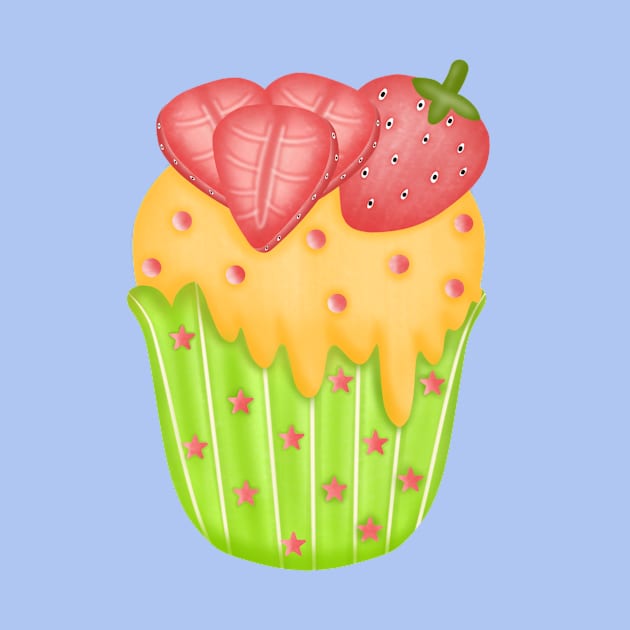 Cute strawberry cupcake 🍓. by Onanong art design shop.