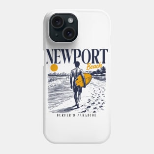 Vintage Surfing Newport Beach, California // Retro Surfer Sketch // Surfer's Paradise Phone Case