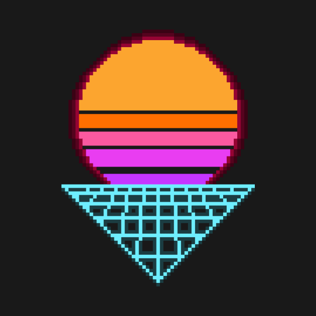 Outrun Sunset Retro 8-Bit Pixel Art by StebopDesigns