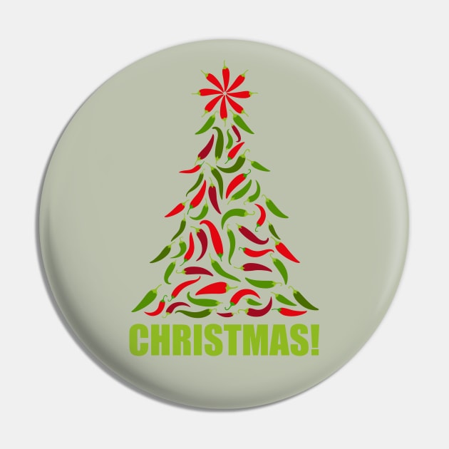 Red and Green Chile Christmas Tree Pin by NeddyBetty