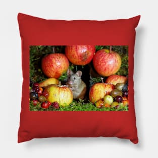 wild  house mouse and  apples Pillow