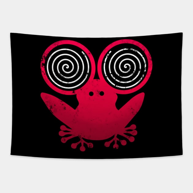 Hypnotic Abstract Frog - Red Tapestry by Scailaret