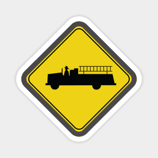 Caution Road Sign Fire Truck Magnet