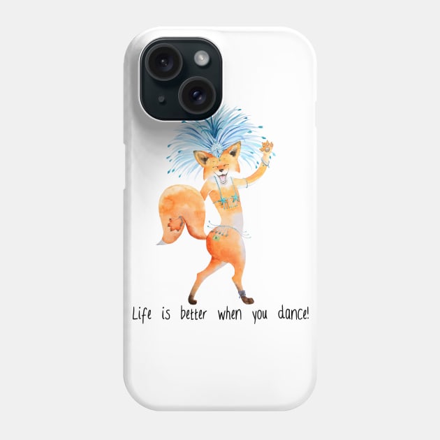 Happy dancing fox illustration Phone Case by Simple Wishes Art