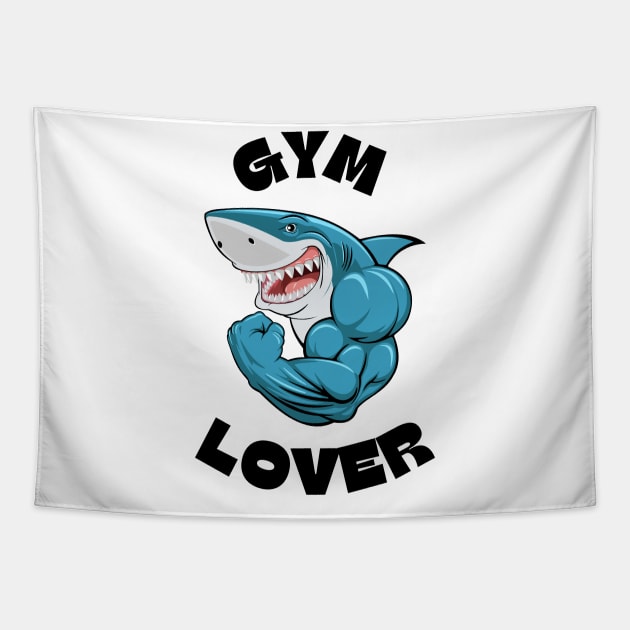 Shark Strength Blue Shark Gym Enthusiast Tapestry by neverland-gifts