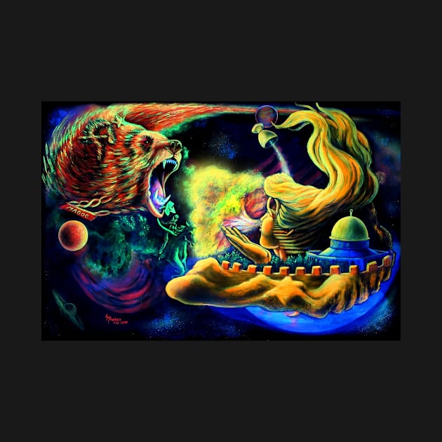 Trippy Cool Psychedelic Surreal Space Backlight Bear by VincentMonaco