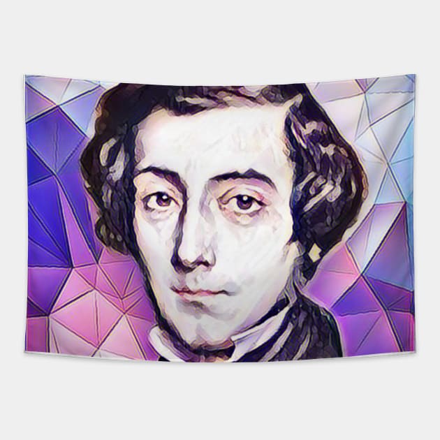 Alexis de Tocqueville Pink Portrait | Alexis de Tocqueville Artwork 8 Tapestry by JustLit