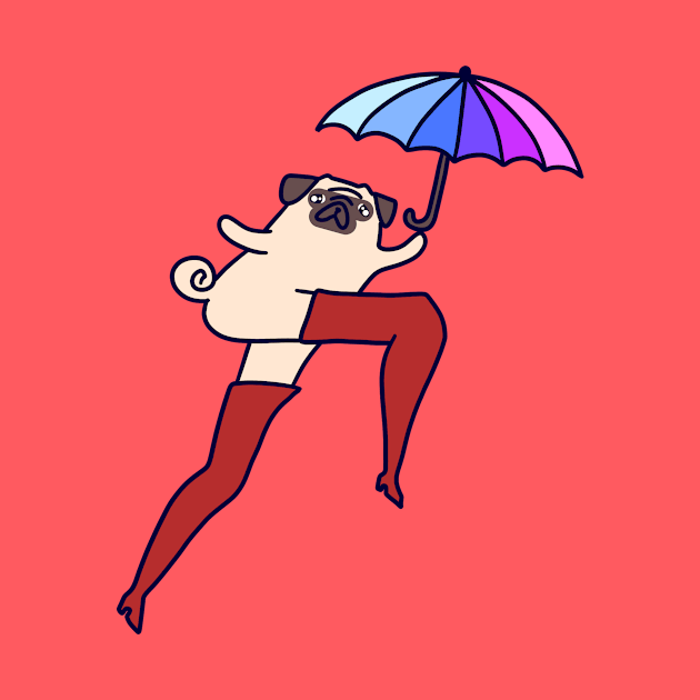 Umbrella Pug with Long Legs by saradaboru