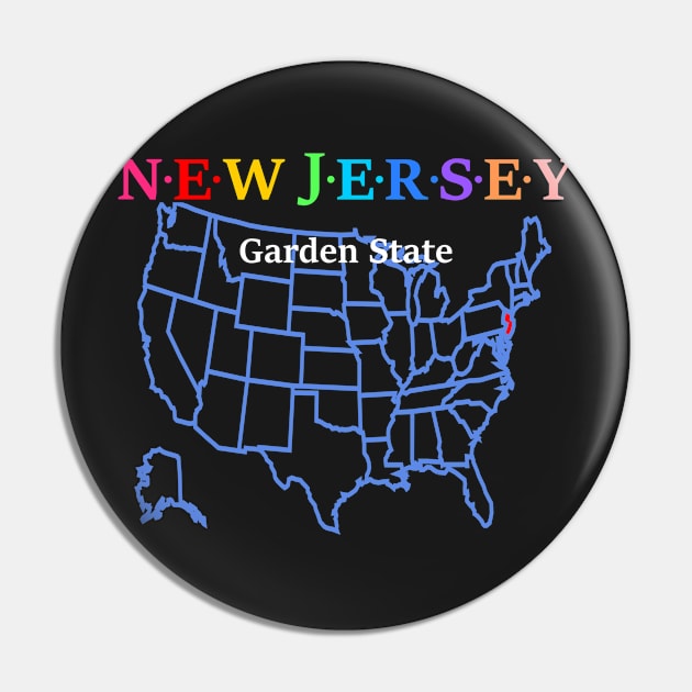 New Jersey, USA. Garden State. With Map. Pin by Koolstudio