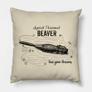 Spirit animal Beaver black Pillow