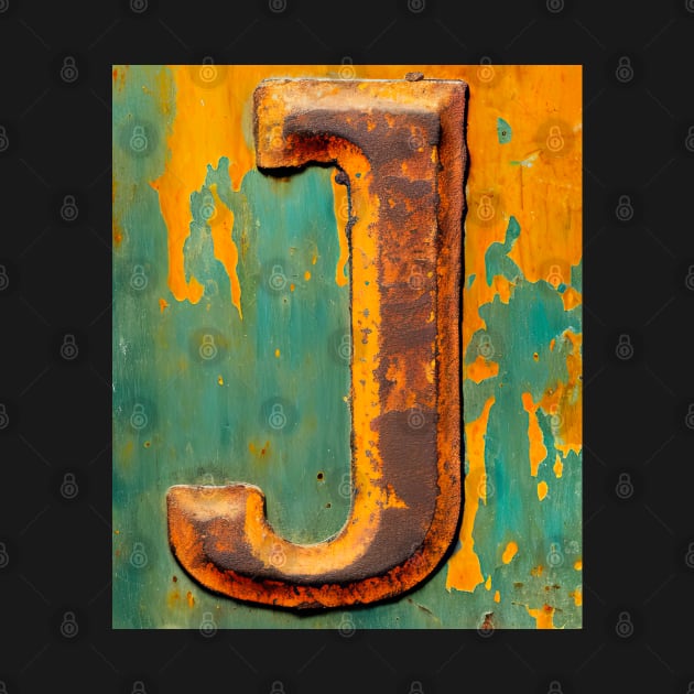 Rusty Letter J Antique Monogram Letter J Initial Alphabet by Mind Your Tee