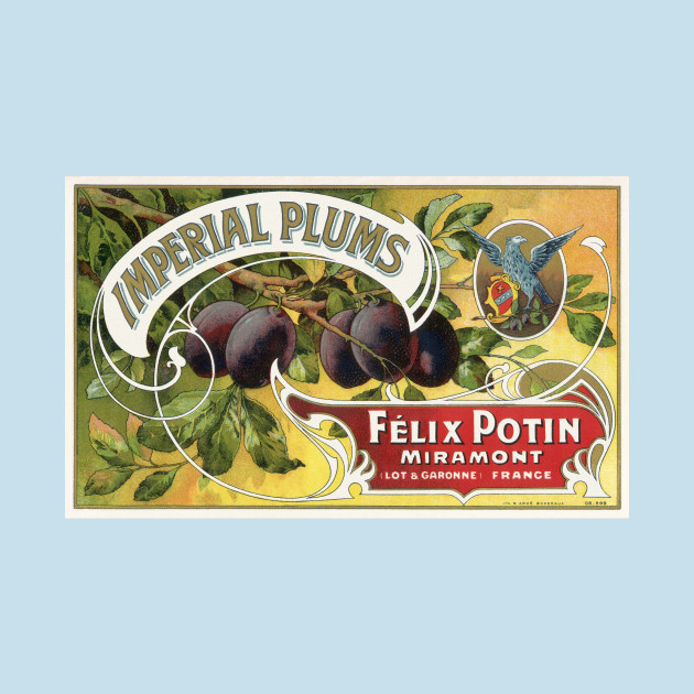 Discover Vintage Imperial Plums Fruit Crate Label - Fruit Crate Label - T-Shirt