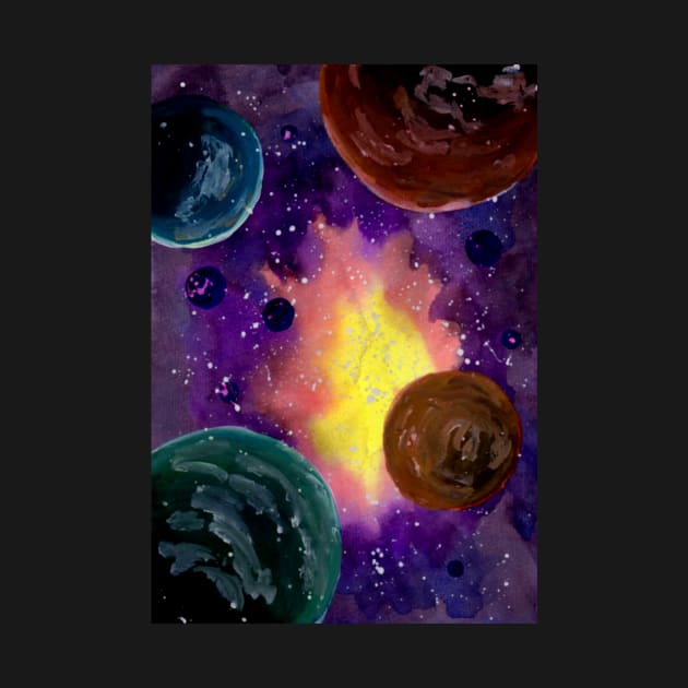 Colorful Space and Planets by ZeichenbloQ