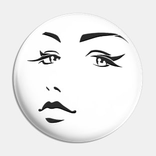 black white face Pin