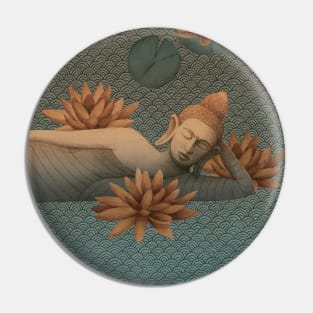 Sleeping Buddha with lotus flowers Pin