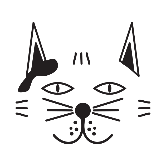 Black White Cartoon Cat Head by sigdesign