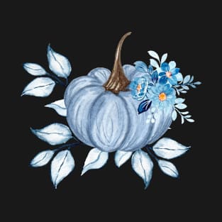 Floral Blue Pumpkin T-Shirt