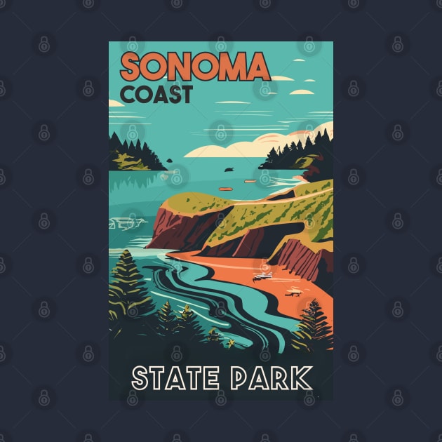 A Vintage Travel Art of the Sonoma Coast State Park - California - US by goodoldvintage