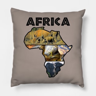 Africa Wildlife Continent Collage Pillow