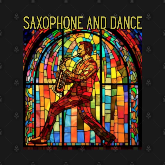 saxophone and dance, stained glass, saxophonist by Pattyld