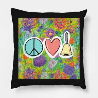 Peace Love Handbells Easter Pastel Flower Pattern Pillow