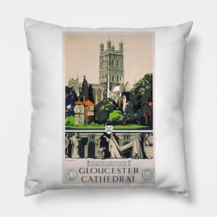 Gloucester Cathedral - GWR,LMS - Vintage Railway Travel Poster - 1923-1947 Pillow