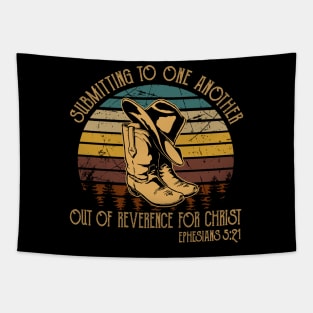 Submitting To One Another Out Of Reverence For Christ Boot Hat Cowboy Tapestry