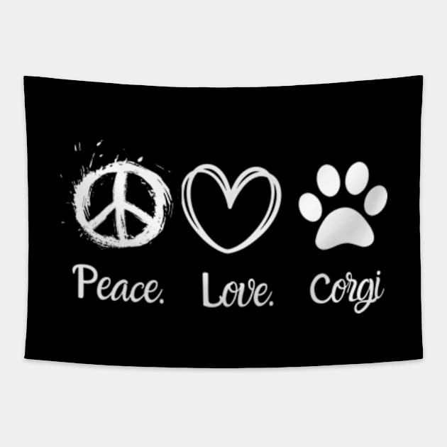 Peace Love Corgi Tapestry by Batrisyiaraniafitri