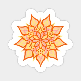 Symmetrical Blazing Sun Flower Fire Mandala Magnet