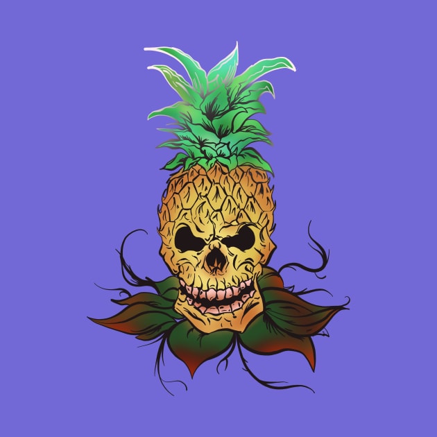 Pineapple Skull white and gray fade out by Danispolez_illustrations