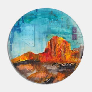 Red rock desert mixed media painting Pin