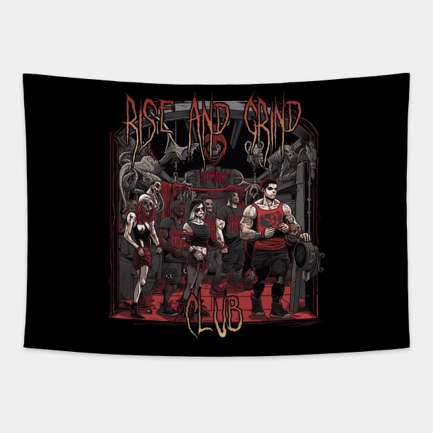 Rise and Grind Club Tapestry by HTMXS