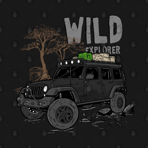 Wild Explorer Jeep - Adventure Black Jeep Wild Explore for Outdoor enthusiasts by 4x4 Sketch