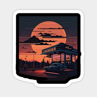 sunset classic car Magnet