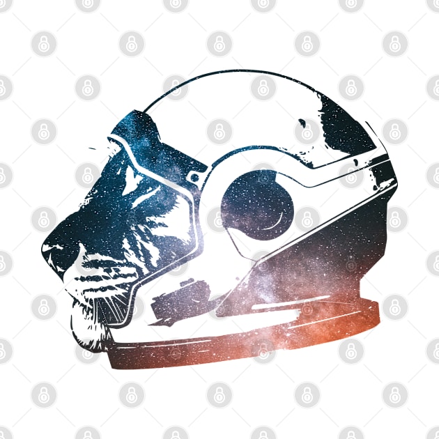 Tiger Cat Astronaut, Futuristic Head Helmet, Starry Night Sky Silhouette by Jahmar Anderson