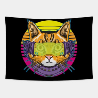 cat cyberpunk futuristic Tapestry