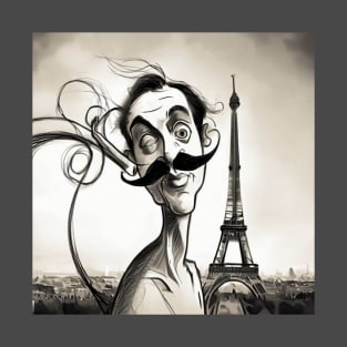 Surreal Elegance: Parisian Stroll with a Dali Mustache T-Shirt