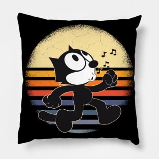 Funny Felix The Cat Keep Walking Retro Sunset Gift Pillow